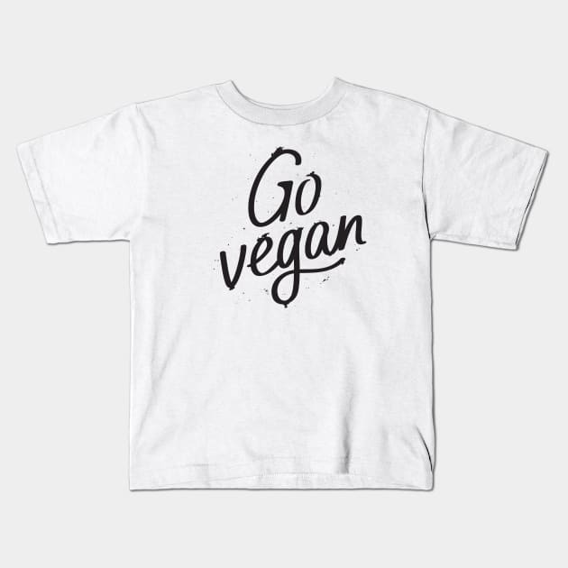 Go Vegan Kids T-Shirt by wahmsha